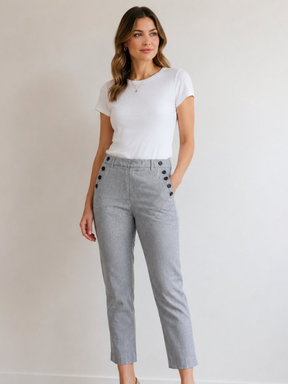 Tommy Hilfiger Size 6 Stretch Slim Crop Seersucker-Style Pants
